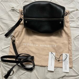 Rebecca Minkoff Barrel Crossbody, black leather, new with tags